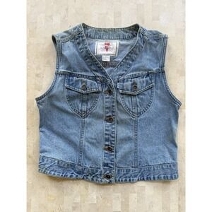 Levi's vintage 90's Denim Jean Vest Jacket  Western festival Crop Cowgirl Size L